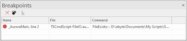 Breakpoints Window 화면