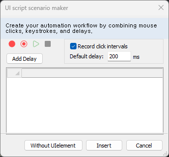 UI Script Scenario Maker 녹화 다이얼로그