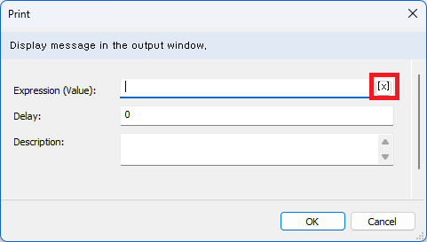 Expression 입력과 Select variable 버튼